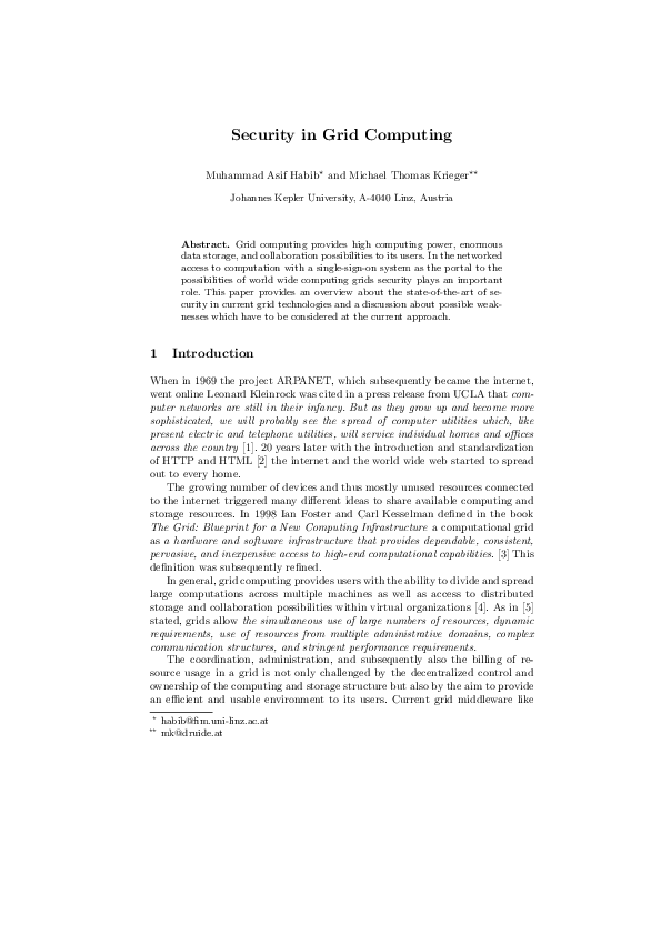 (PDF) Security in Grid Computing