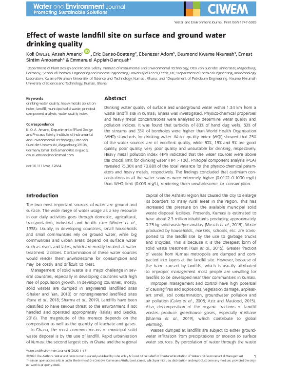 (PDF) Effect of waste landfill site on surface and ground water ...