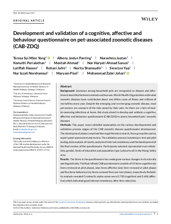 (PDF) Development and validation of a cognitive, affective and ...