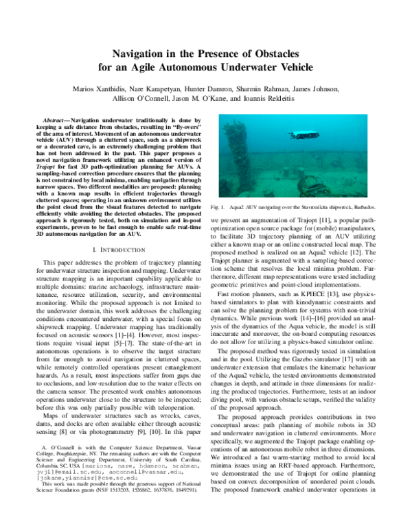 (PDF) Navigation in the Presence of Obstacles for an Agile Autonomous ...