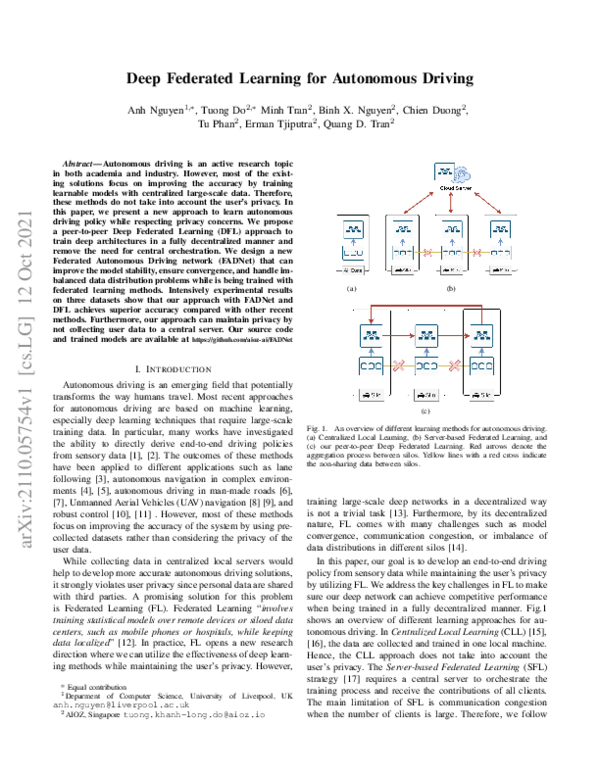 (PDF) Deep Federated Learning for Autonomous Driving