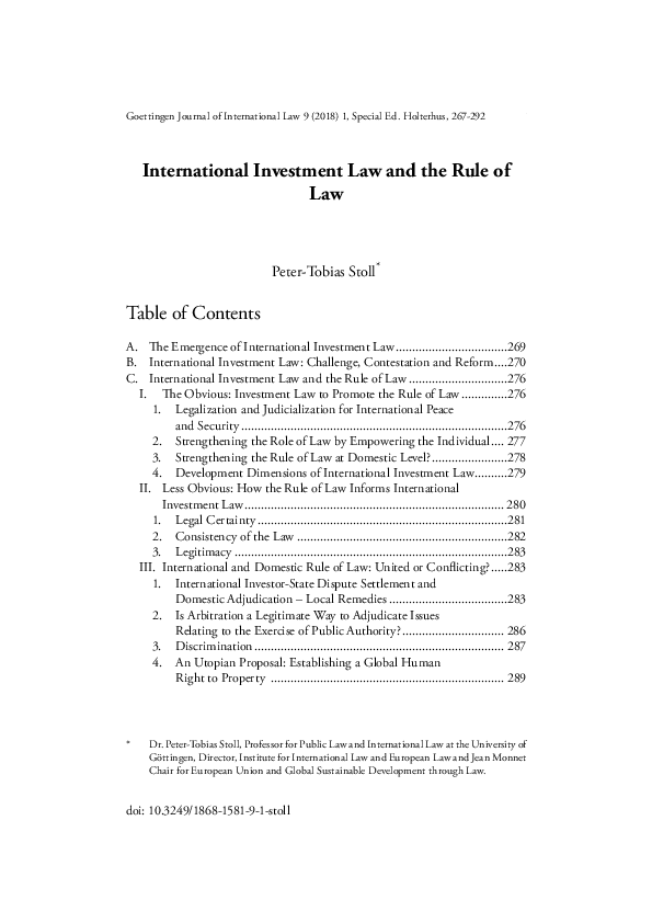(PDF) International Investment Law and the Rule of Law