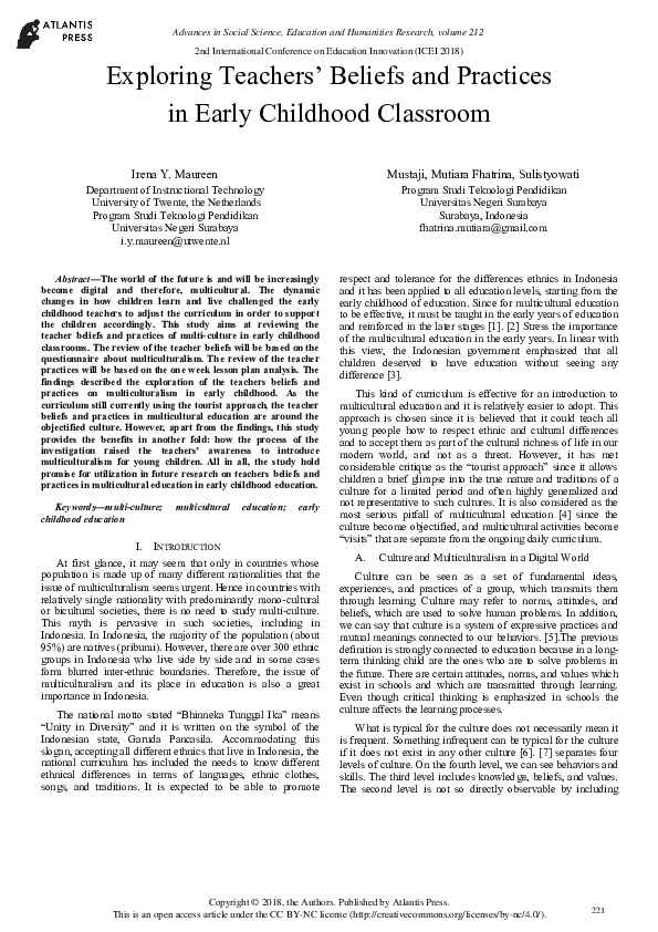 (PDF) Exploring Teachers’ Beliefs and Practices in Early Childhood ...