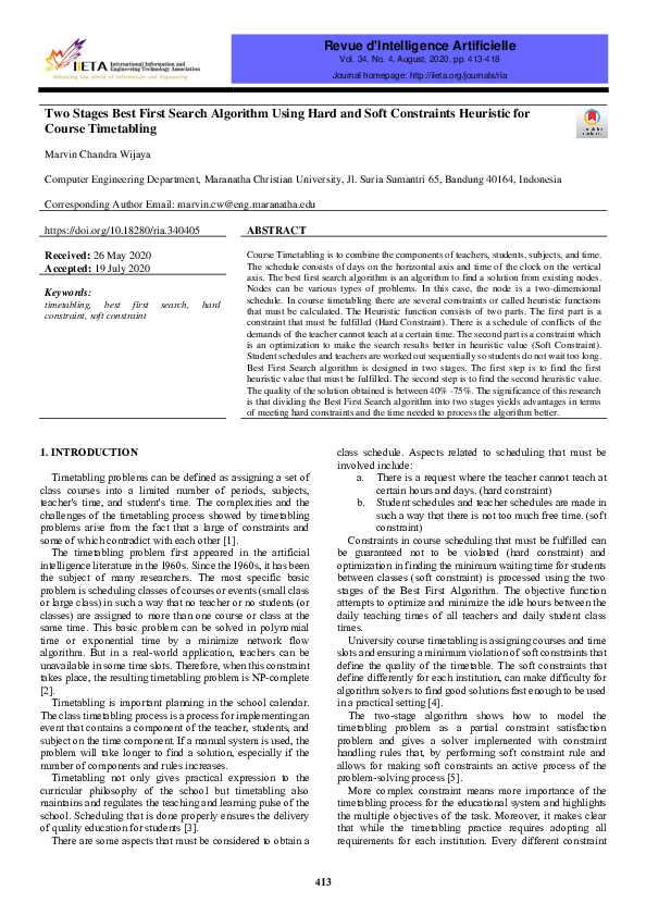 (PDF) Two Stages Best First Search Algorithm Using Hard and Soft ...