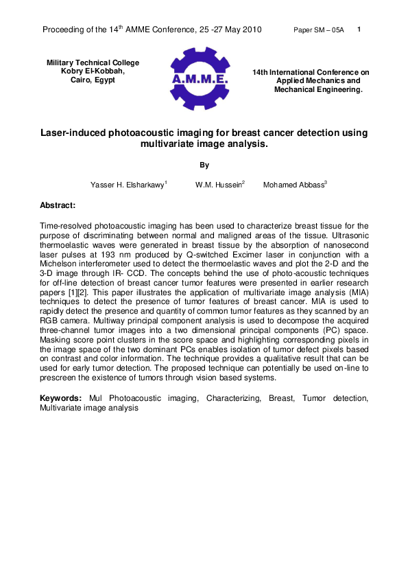 (PDF) Laser-induced photoacoustic imaging for breast cancer detection ...