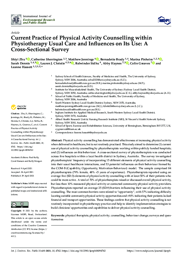 (PDF) Current Practice of Physical Activity Counselling within ...