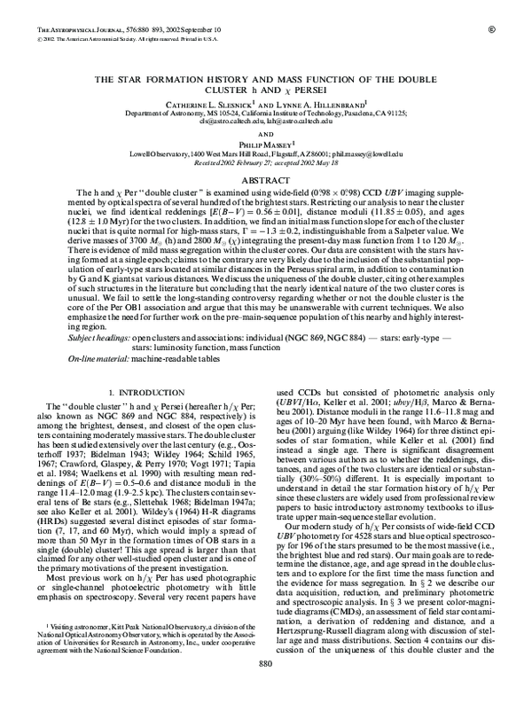(PDF) The Star Formation History and Mass Function of the Double ...