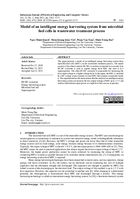 (PDF) Model of an intelligent energy harvesting system from microbial ...