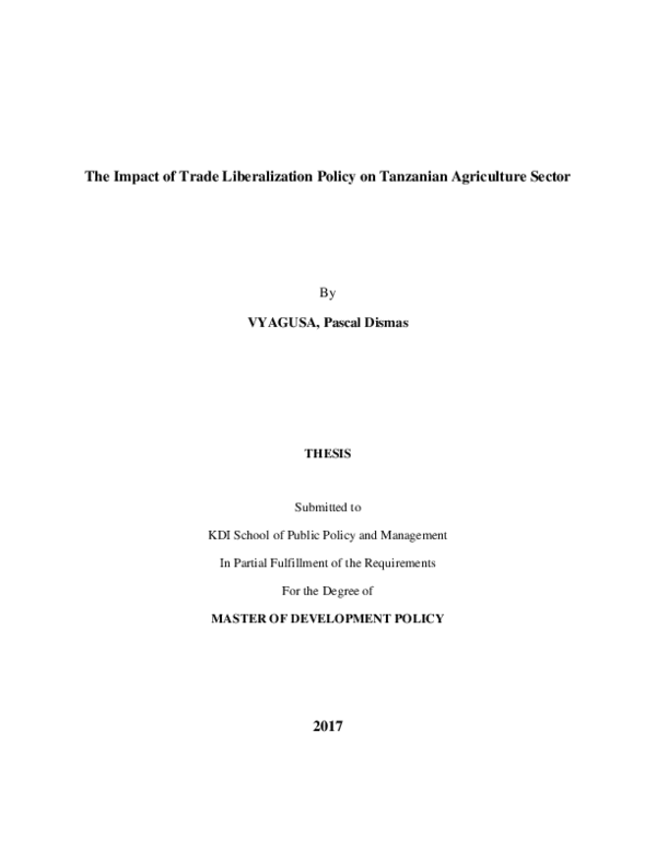 (PDF) The Impact of Trade Liberalization Policy on Tanzanian ...
