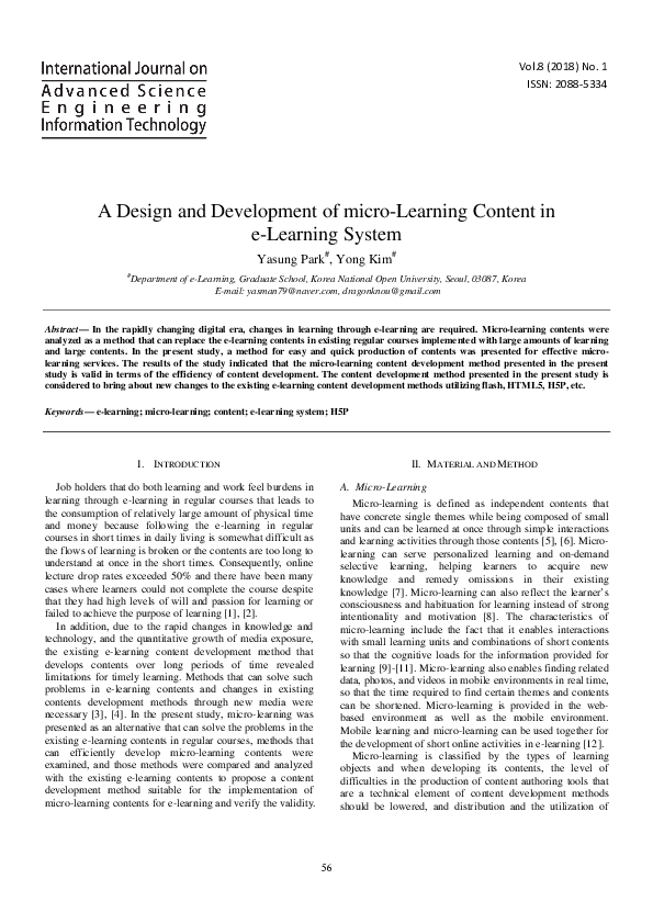 (PDF) A Design and Development of micro-Learning Content in e-Learning ...