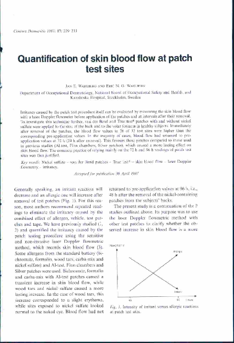 (PDF) Quantification of skin blood flow at patch test sites