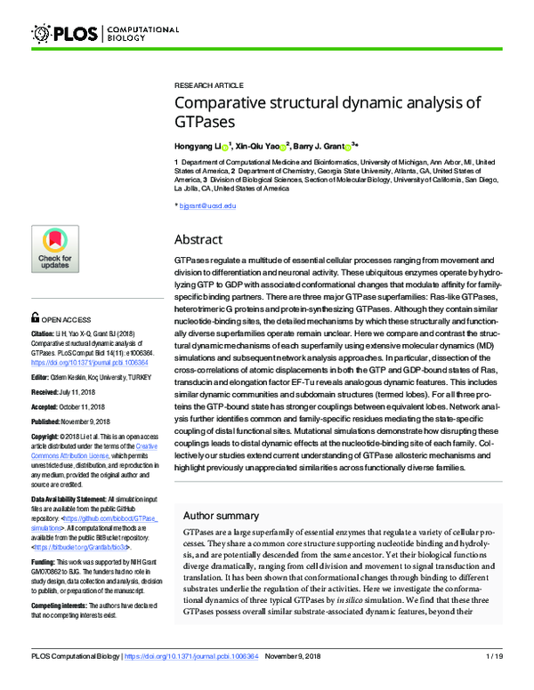 (PDF) Comparative Structural Dynamic Analysis of GTPases