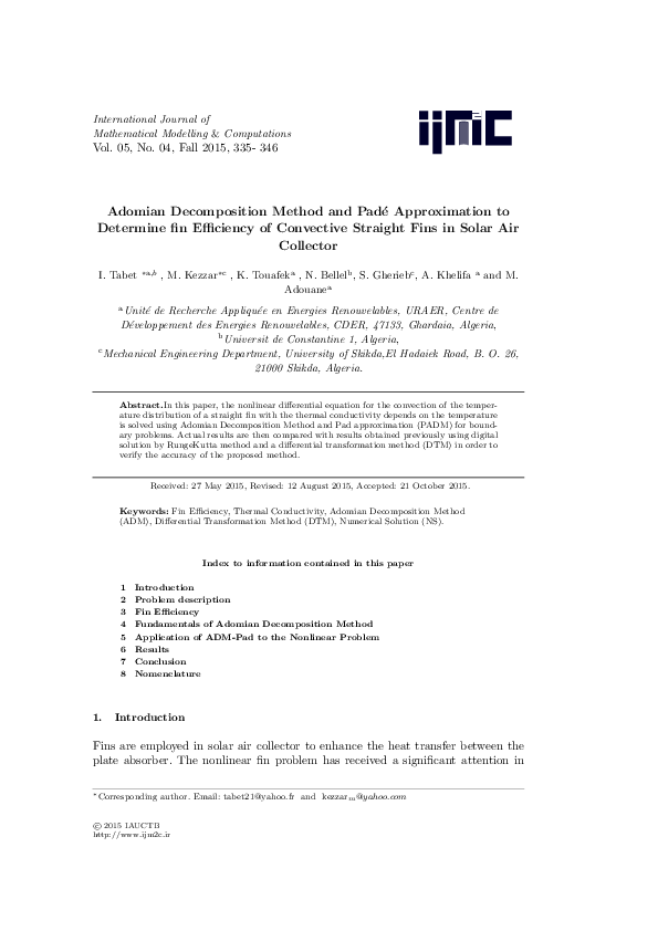 (PDF) Adomian Decomposition Method and Padé Approximation to Determine ...