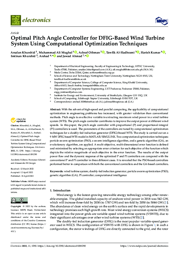 (PDF) Optimal Pitch Angle Controller for DFIG-Based Wind Turbine System ...