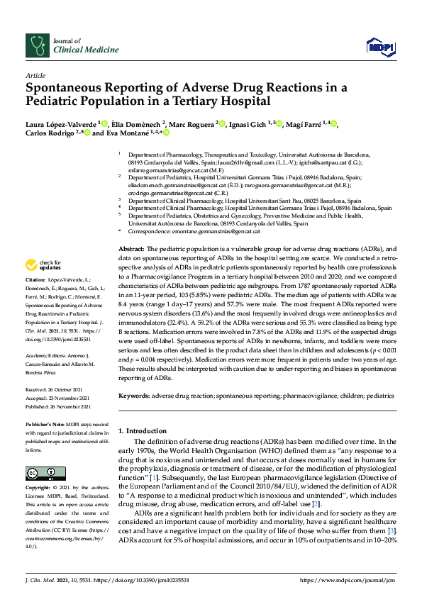 (PDF) Spontaneous reporting of adverse drug reactions in Cuba ...