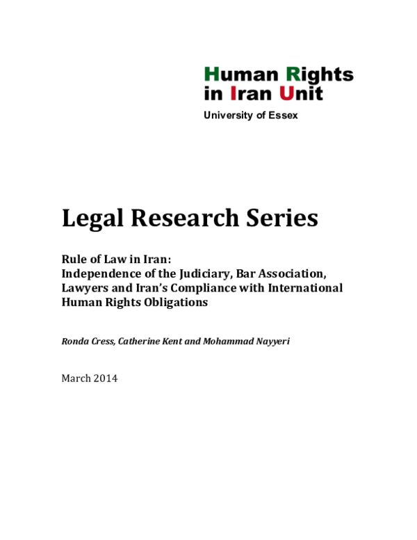 (PDF) Rule of Law in Iran: Independence of the Judiciary, Bar ...