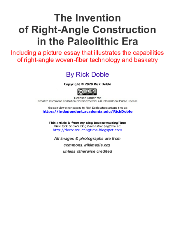 (PDF) The Invention of Right-Angle Construction in the Paleolithic Era
