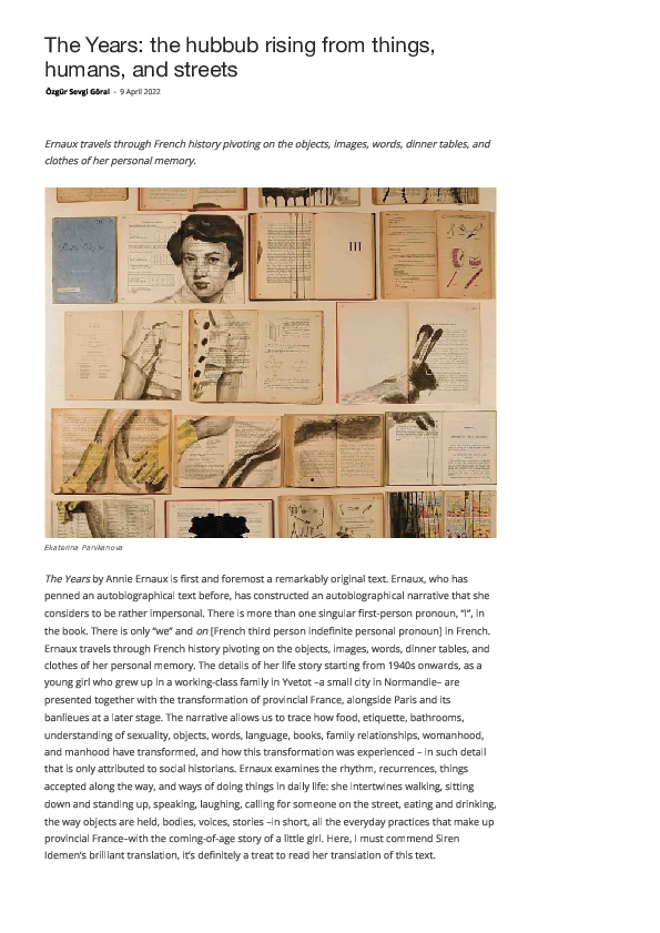 (PDF) The Years: the hubbub rising from things, humans, and streets
