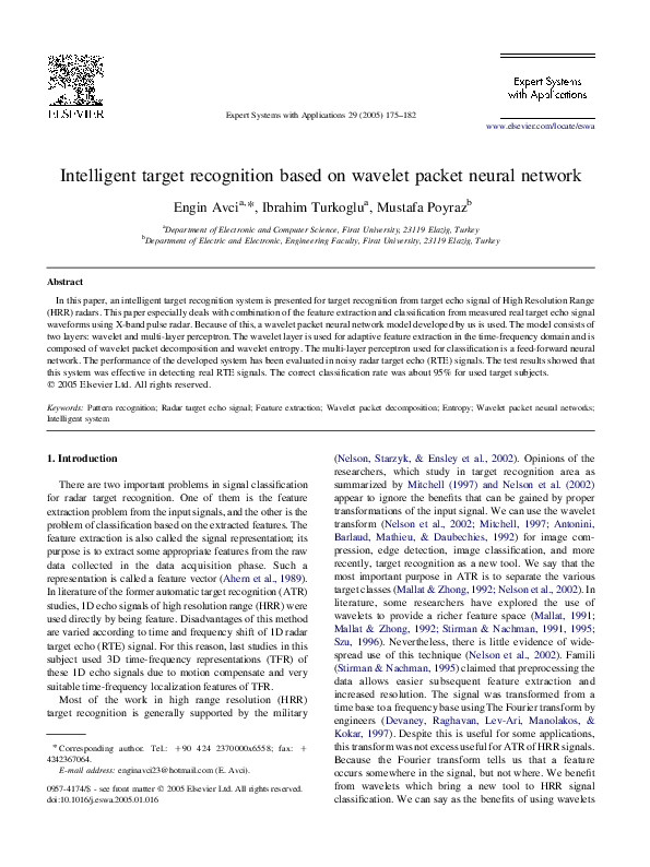 (PDF) Intelligent target recognition based on wavelet packet neural network