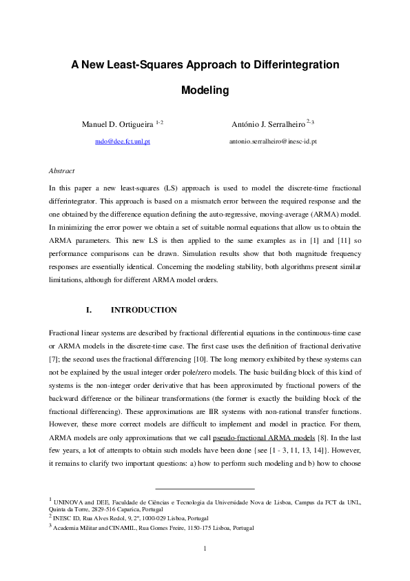 (PDF) Abstract A New Least-Squares Approach to Differintegration Modeling