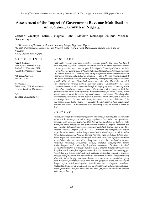 (PDF) Assessment of the Impact of Government Revenue Mobilisation on ...