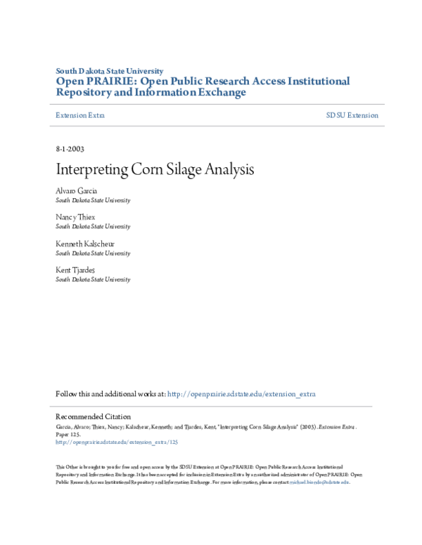 (PDF) Interpreting Corn Silage Analysis