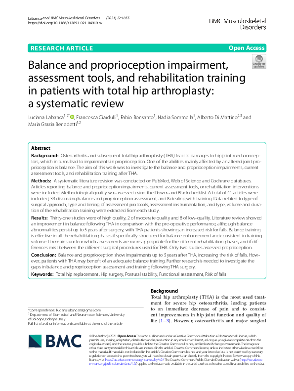 (PDF) Balance and proprioception impairment, assessment tools, and ...