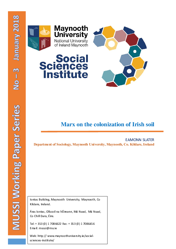 (PDF) Marx on the colonization of Irish soil