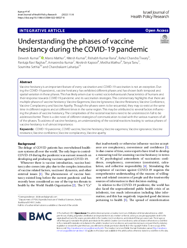 (PDF) Understanding the phases of vaccine hesitancy during the COVID-19 ...