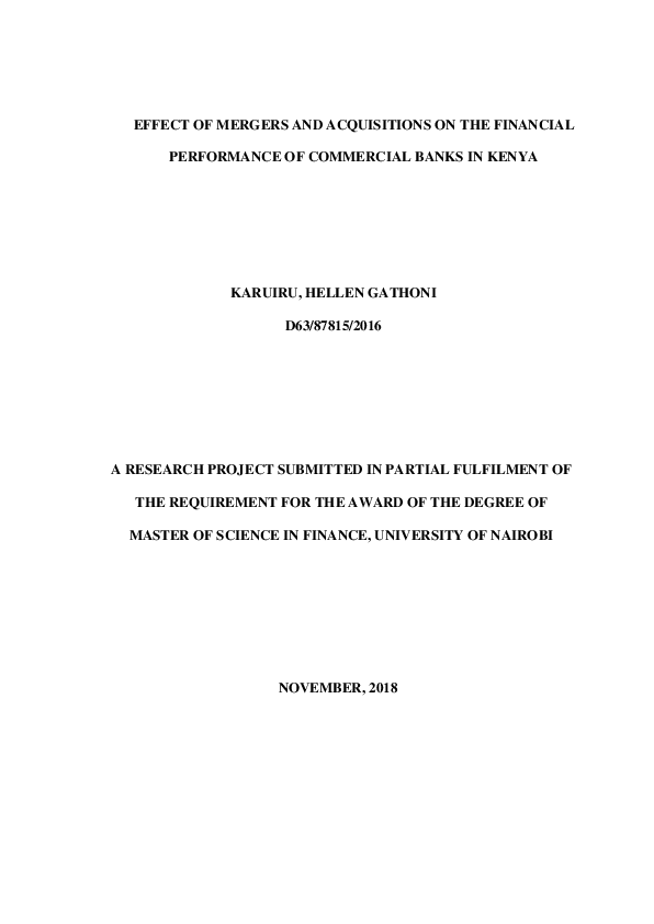 (PDF) Effect of Mergers and Acquisitions on the Financial Performance ...