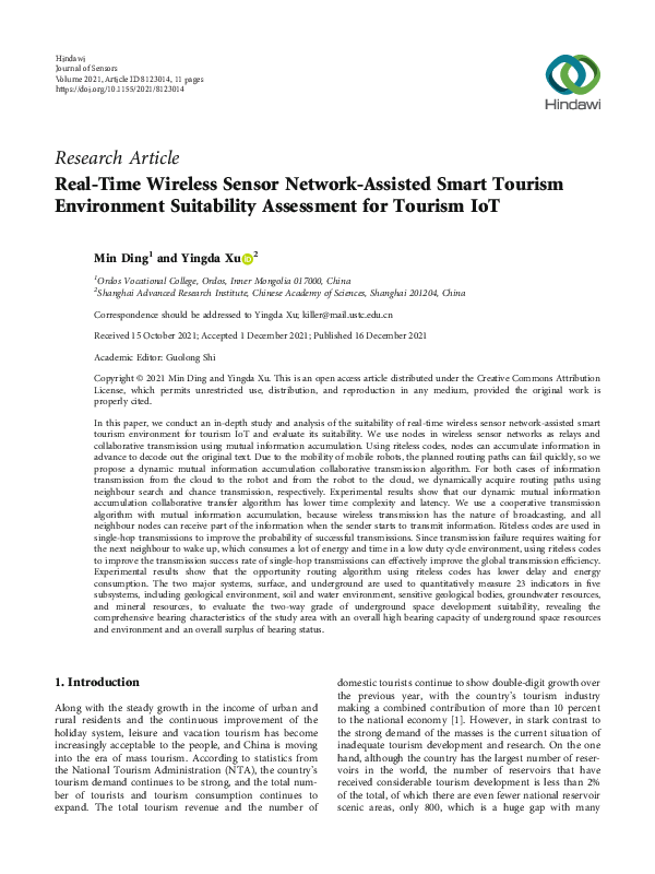 (PDF) Real-Time Wireless Sensor Network-Assisted Smart Tourism ...