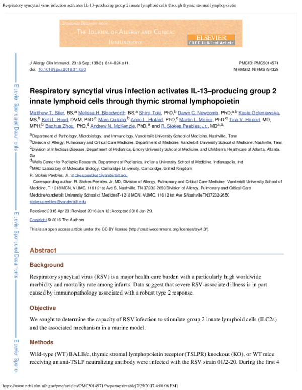 (PDF) Respiratory syncytial virus infection activates STAT signaling in ...