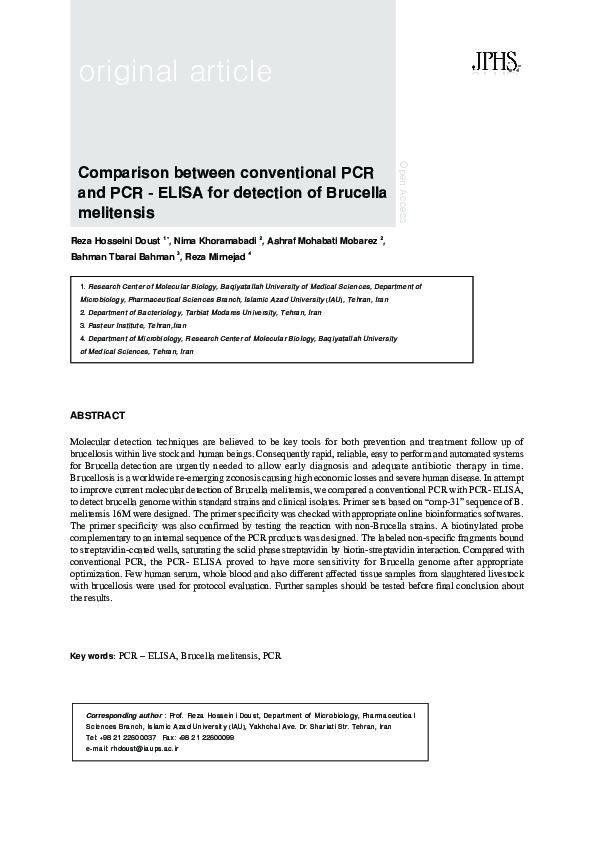 (PDF) Comparison between conventional PCR and PCR-ELISA for detection ...