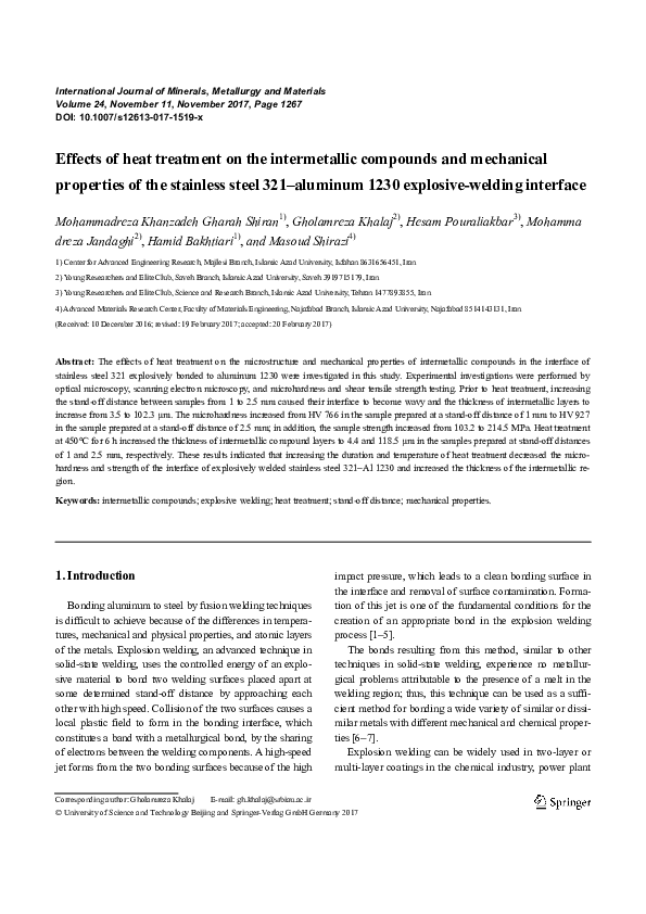 (PDF) Effects of heat treatment on the intermetallic compounds and ...