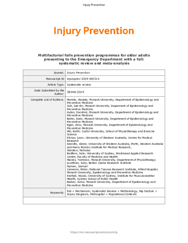 (PDF) Multifactorial falls prevention programmes for older adults ...