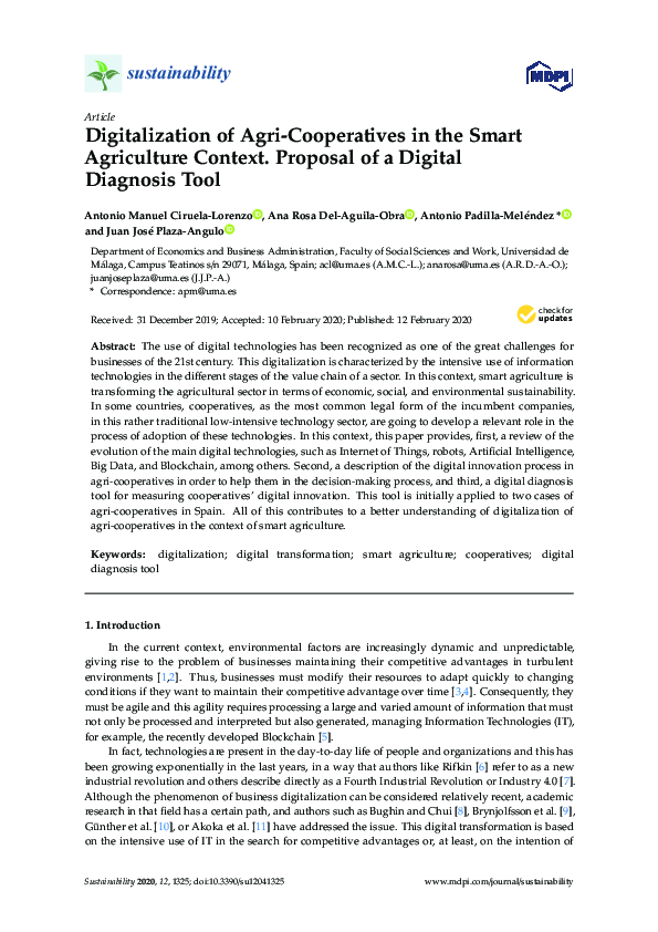 (PDF) Digitalization of Agri-Cooperatives in the Smart Agriculture ...