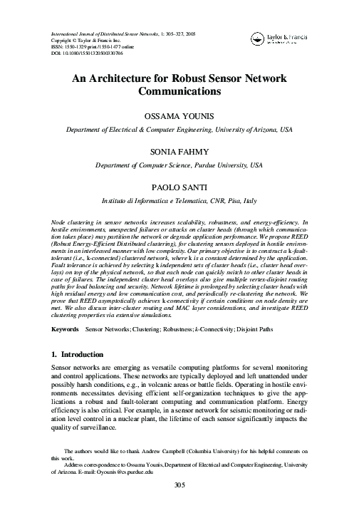 (PDF) An Architecture for Robust Sensor Network Communications
