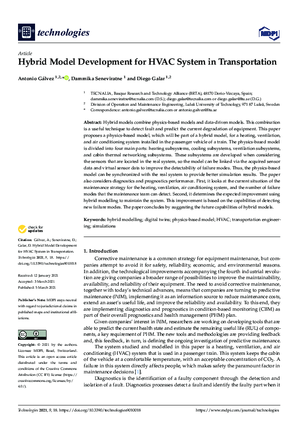 (PDF) Hybrid Model Development for HVAC System in Transportation