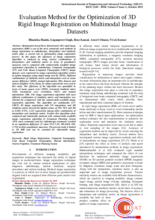 (PDF) Evaluation Method for the Optimization of 3D Rigid Image ...