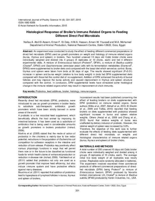 (PDF) Histological Response of Broilers Immune Related Organs to ...
