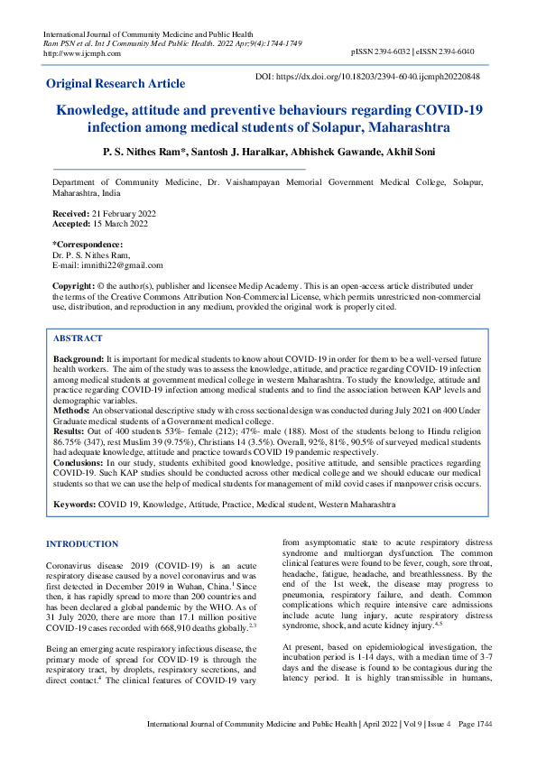 (PDF) Knowledge, attitude and preventive behaviours regarding COVID-19 ...