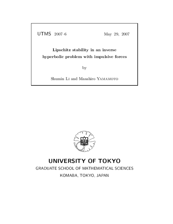 (PDF) Lipschitz Stability in an Inverse Hyperbolic Problem by Boundary ...