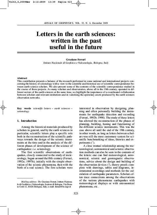 (PDF) Letters in the earth sciences: written in the past useful in the ...