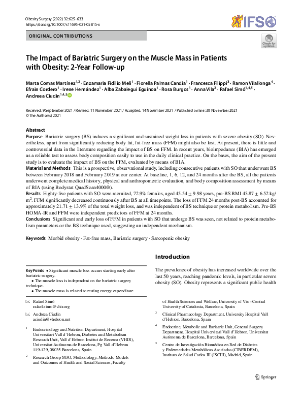(PDF) The Impact of Bariatric Surgery on the Muscle Mass in Patients ...