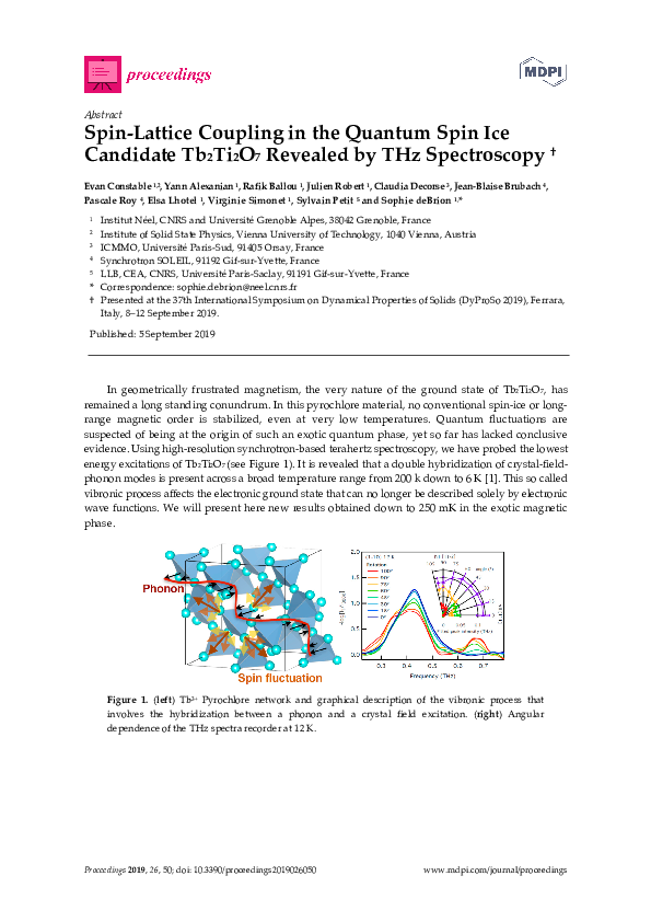 (PDF) Spin-Lattice Coupling in the Quantum Spin Ice Candidate Tb2Ti2O7 ...