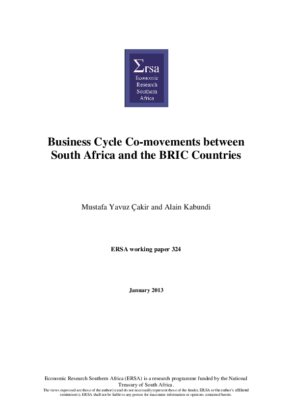 (PDF) Business cycle co-movements between South Africa and the BRIC ...