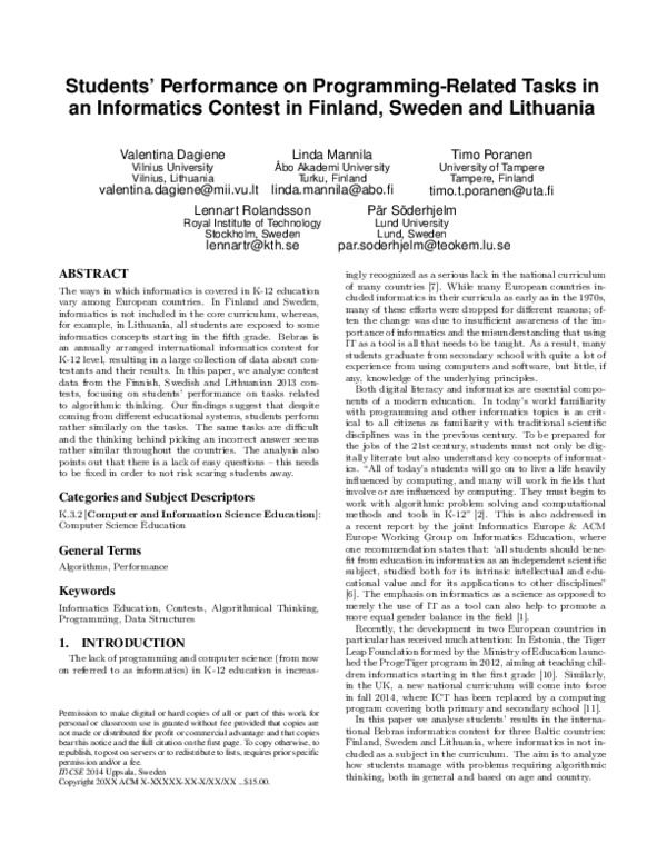 (PDF) Students' performance on programming-related tasks in an ...