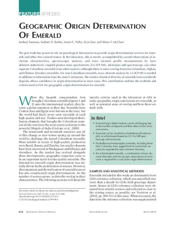 (PDF) Geographic Origin Determination of Emerald