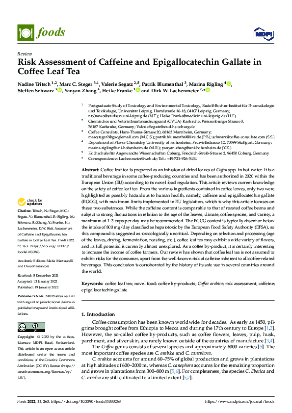 (PDF) Risk Assessment of Caffeine and Epigallocatechin Gallate in