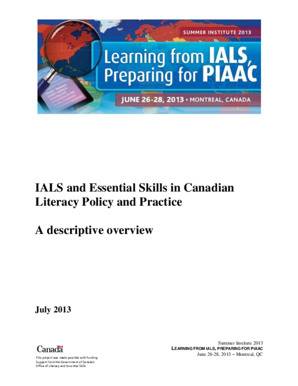 (PDF) IALS and essential skills in Canadian literacy policy and ...